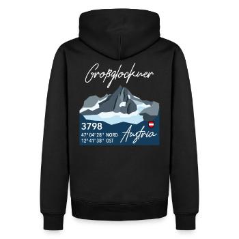 Grossglockner Großglockner Austria Österreich Berg - Männer Premium Bio Hoodie - Schwarz - Hinten - Nico (187cm)