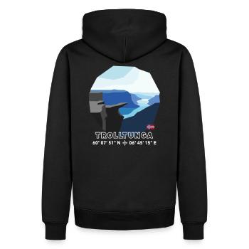 Low Poly Trolltunga Rock Norway Flag Souvenir - Men’s Premium Organic Hoodie - black - Back - Nico (187cm)