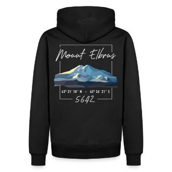 Mount Elbrus 5642 Höchster Berg Russland Kaukasus - Männer Premium Bio Hoodie - Schwarz - Hinten - Nico (187cm)