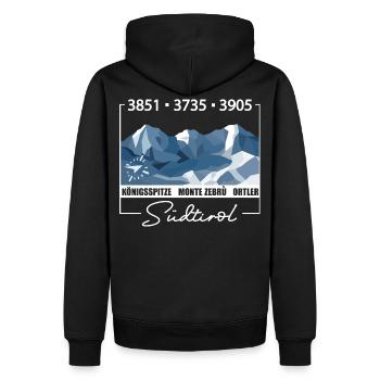 Ortler Monte Zebru Königsspitze Südtirol Italien - Männer Premium Bio Hoodie - Schwarz - Hinten - Nico (187cm)