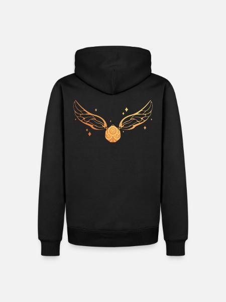 Vif d'or volant avec étoiles magiques - Sweat à capuche Premium bio Homme - noir