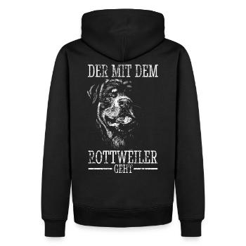 Rottweiler Rottie Papa Vater Mann Gassi Dad - Männer Premium Bio Hoodie - Schwarz - Hinten - Nico (187cm)