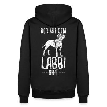 Labrador Labbi Gassi Gehen Papa Vater - Männer Premium Bio Hoodie - Schwarz - Hinten - Nico (187cm)