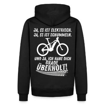 E Mountainbike E-Bike Fahrrad Geschenk Radsport - Männer Premium Bio Hoodie - Schwarz - Hinten - Nico (187cm)