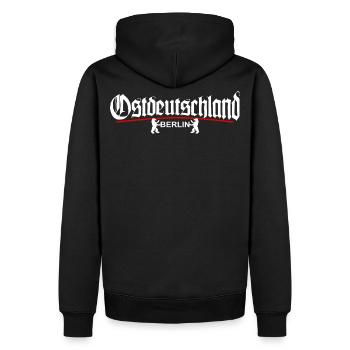 Ostdeutschland - BERLIN - Männer Premium Bio Hoodie - Schwarz - Hinten - Nico (187cm)