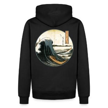 Die große Retro Welle - Männer Premium Bio Hoodie - Schwarz - Hinten - Nico (187cm)