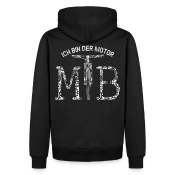 MTB - Mountainbiker - ICH BIN DER MOTOR - Männer Premium Bio Hoodie - Schwarz - Hinten - Nico (187cm)