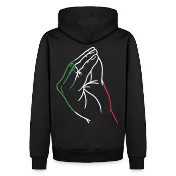 Italy Italian heart flag hand gesture pride - Men’s Premium Organic Hoodie - black - Back - Nico (187cm)