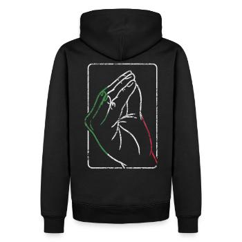 Italy Italian heart flag hand gesture pride - Men’s Premium Organic Hoodie - black - Back - Nico (187cm)