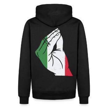Italy Italian heart flag hand gesture pride - Men’s Premium Organic Hoodie - black - Back - Nico (187cm)