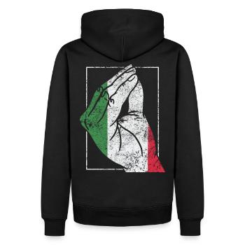 Italien Italienisches Herz Flagge Hand Geste Stolz - Männer Premium Bio Hoodie - Schwarz - Hinten - Nico (187cm)