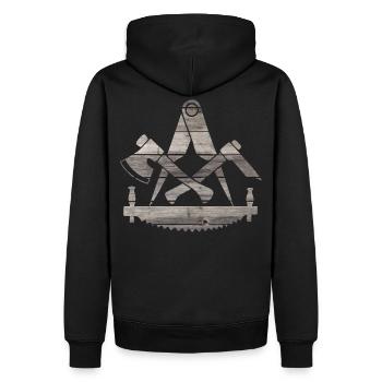 Zimmermann - Vintage wooden logo - Men’s Premium Organic Hoodie - black - Back - Nico (187cm)