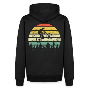 VTT - Downhill Retrocolor - Cadeau - Sweat à capuche Premium bio Homme - noir - Dos - Nico (187cm)