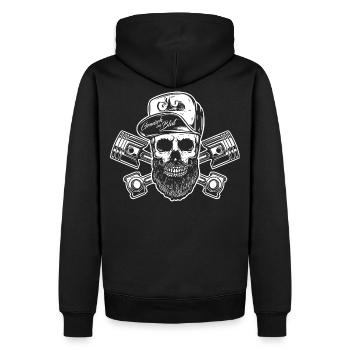 Simson Schwalbe KR51 Low- Gemisch im Blut - Männer Premium Bio Hoodie - Schwarz - Hinten - Nico (187cm)