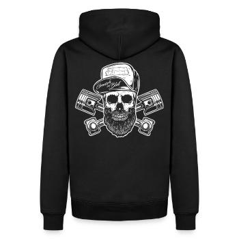 IFA Barkas B1000 Low - Mechanic Skull - Männer Premium Bio Hoodie - Schwarz - Hinten - Nico (187cm)