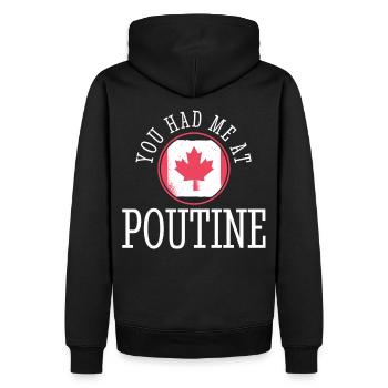 Canada Canadian Poutine Funny - Sweat à capuche Premium bio Homme - noir - Dos - Nico (187cm)