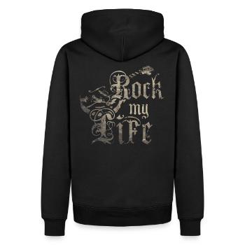 Band Shirt - Rock my Life - Vintage Edition - Männer Premium Bio Hoodie - Schwarz - Hinten - Nico (187cm)