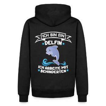 Delfin Arbeit Job Humor Lustig Spaß Sprüche - Männer Premium Bio Hoodie - Schwarz - Hinten - Nico (187cm)