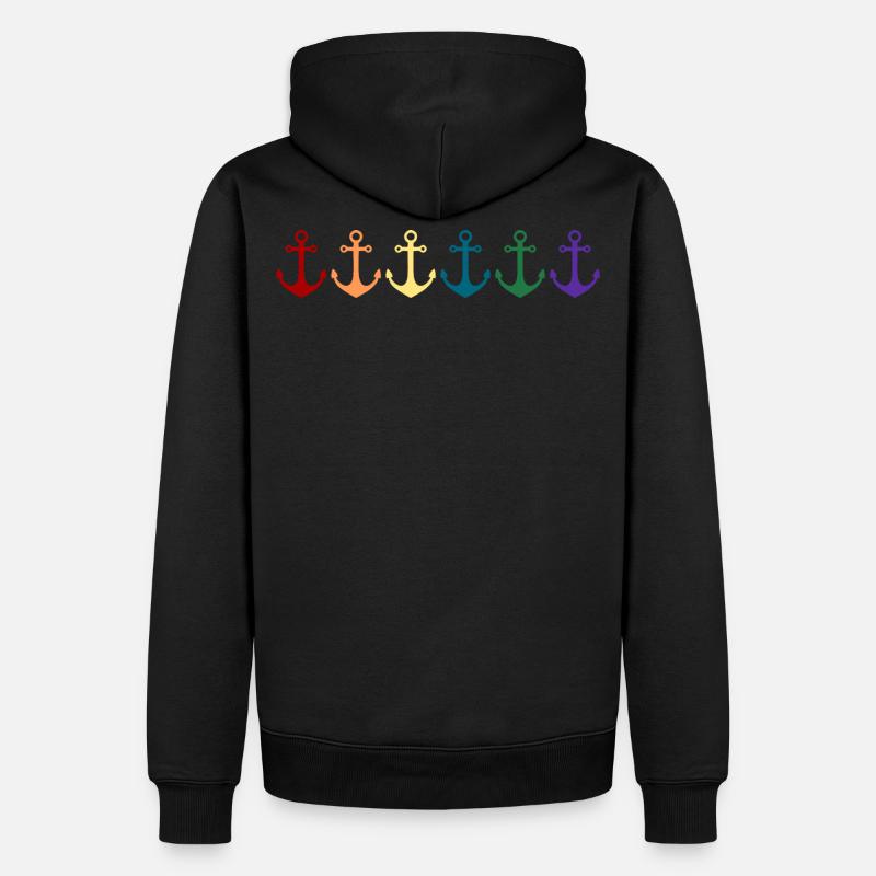 Regenbogen Anker - Männer Premium Bio Hoodie - Schwarz