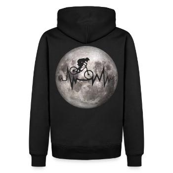 Crazy MTB Mond Heartbeat - Männer Premium Bio Hoodie - Schwarz - Hinten - Nico (187cm)