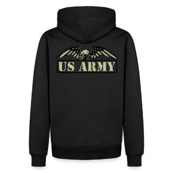 US ARMY - Männer Premium Bio Hoodie - Schwarz - Hinten - Nico (187cm)