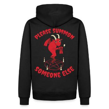 Please Summon Someone Else - Satan Lucifer Devil - Men’s Premium Organic Hoodie - black - Back - Nico (187cm)