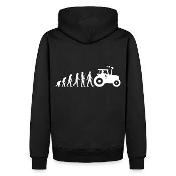 Traktor - Evolution - Trekker - Bauer - Männer Premium Bio Hoodie - Schwarz - Hinten - Nico (187cm)