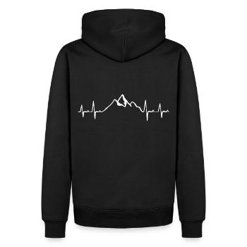 Berge Herzschlag - Natur- Wandern - Bergsteiger - - Männer Premium Bio Hoodie - Schwarz - Hinten - Nico (187cm)