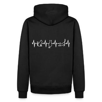 Chat - diagramme de battement de coeur - Sweat à capuche Premium bio Homme - noir - Dos - Nico (187cm)
