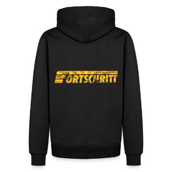 DDR - FORTSCHRITT - Landmaschinen Traktor - Männer Premium Bio Hoodie - Schwarz - Hinten - Nico (187cm)