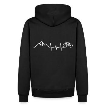 Montagnes - Fahhrad - Battement de cœur - Diagramme du cœur - Sweat à capuche Premium bio Homme - noir - Dos - Nico (187cm)