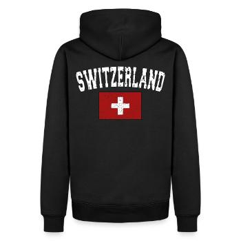 SWITZERLAND - Pavillon suisse - usedlook - Sweat à capuche Premium bio Homme - noir - Dos - Nico (187cm)