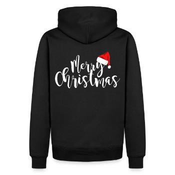 Joyeux Noël - Fröhliche Weihnachten - Sweat à capuche Premium bio Homme - noir - Dos - Nico (187cm)