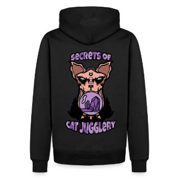 Geheimnisse des Katzenjongleurs - Männer Premium Bio Hoodie - Schwarz - Hinten - Nico (187cm)