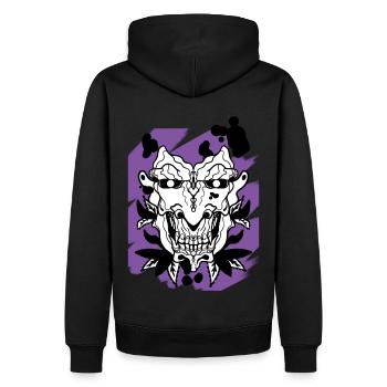 Japanese Oni Mask - Men’s Premium Organic Hoodie - black - Back - Nico (187cm)