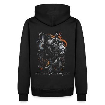 Home is where my French Bulldog lives... - Men’s Premium Organic Hoodie - black - Back - Nico (187cm)
