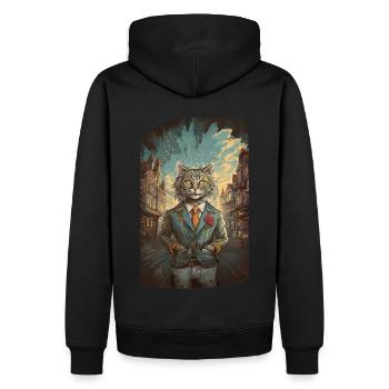 Crazy Eye Kitten Homme d’affaires - Sweat à capuche Premium bio Homme - noir - Dos - Nico (187cm)