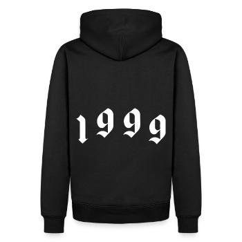 Année 1999 - Sweat à capuche Premium bio Homme - noir - Dos - Nico (187cm)