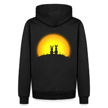 lapin lièvre lapins coucher de soleil date de - Sweat à capuche Premium bio Homme - noir - Dos - Nico (187cm)