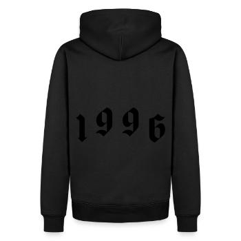 1996 - Sweat à capuche Premium bio Homme - noir - Dos - Nico (187cm)