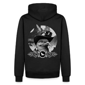 "Sterling" die Agenten Stadttaube - Männer Premium Bio Hoodie - Schwarz - Hinten - Nico (187cm)