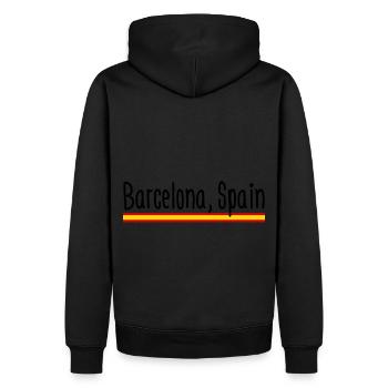 Künstlerischer Ausdruck im Stadtbild von - Männer Premium Bio Hoodie - Schwarz - Hinten - Nico (187cm)