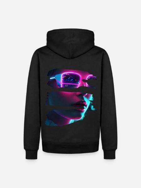 Cyber-Punk DJane - Neon Sunglasses - Men’s Premium Organic Hoodie - black
