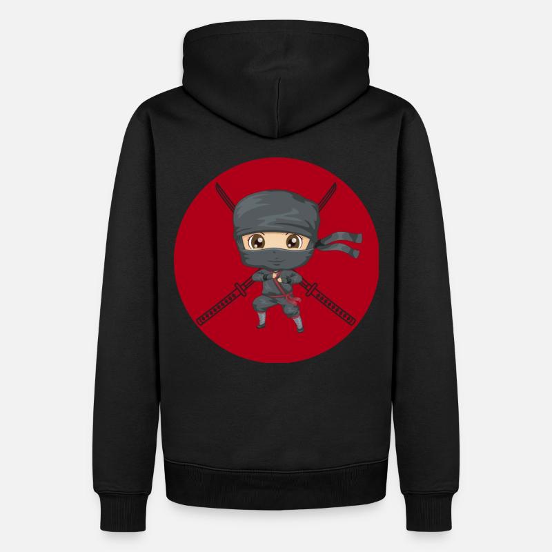 Doux Ninja - Japon Design - Sweat à capuche Premium bio Homme - noir