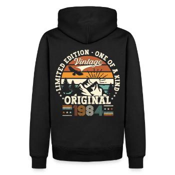 Original vintage 1984 39th birthday gift - Men’s Premium Organic Hoodie - black - Back - Nico (187cm)