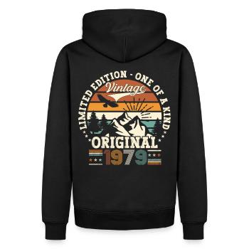 Original vintage 1979 43ème cadeau d’anniversaire - Sweat à capuche Premium bio Homme - noir - Dos - Nico (187cm)