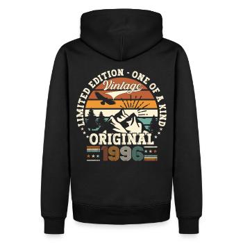 Original vintage 1996 26th birthday gift - Men’s Premium Organic Hoodie - black - Back - Nico (187cm)