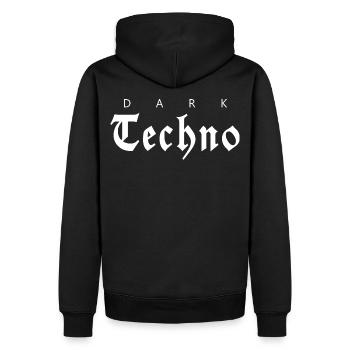 Dark Techno - Männer Premium Bio Hoodie - Schwarz - Hinten - Nico (187cm)