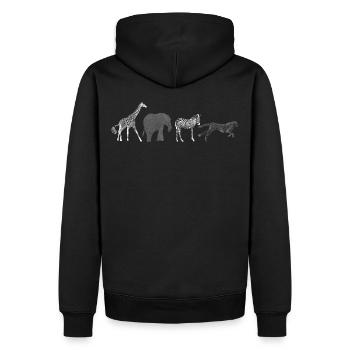 Afrique animaux blanc gris - Sweat à capuche Premium bio Homme - noir - Dos - Nico (187cm)