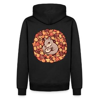 Eichhörnchen auf Herbstlaub - Männer Premium Bio Hoodie - Schwarz - Hinten - Nico (187cm)
